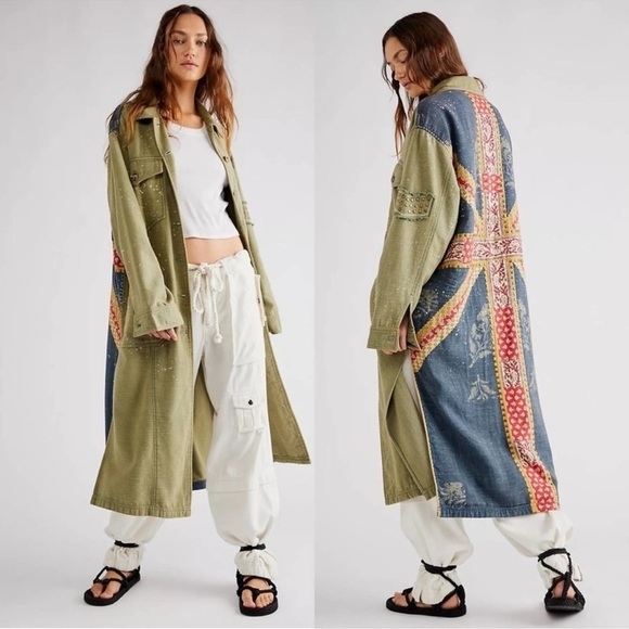 We The Free People Jumping Jack Military Utility Duster Jacket Coat - Picture 1 of 15